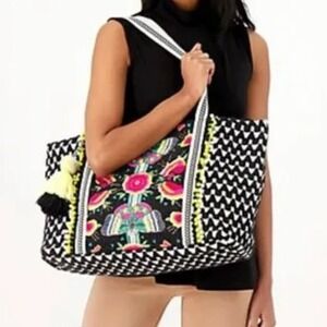 America & Beyond Beaded Embellished Large Tote- Butterflies- Summer- NWT